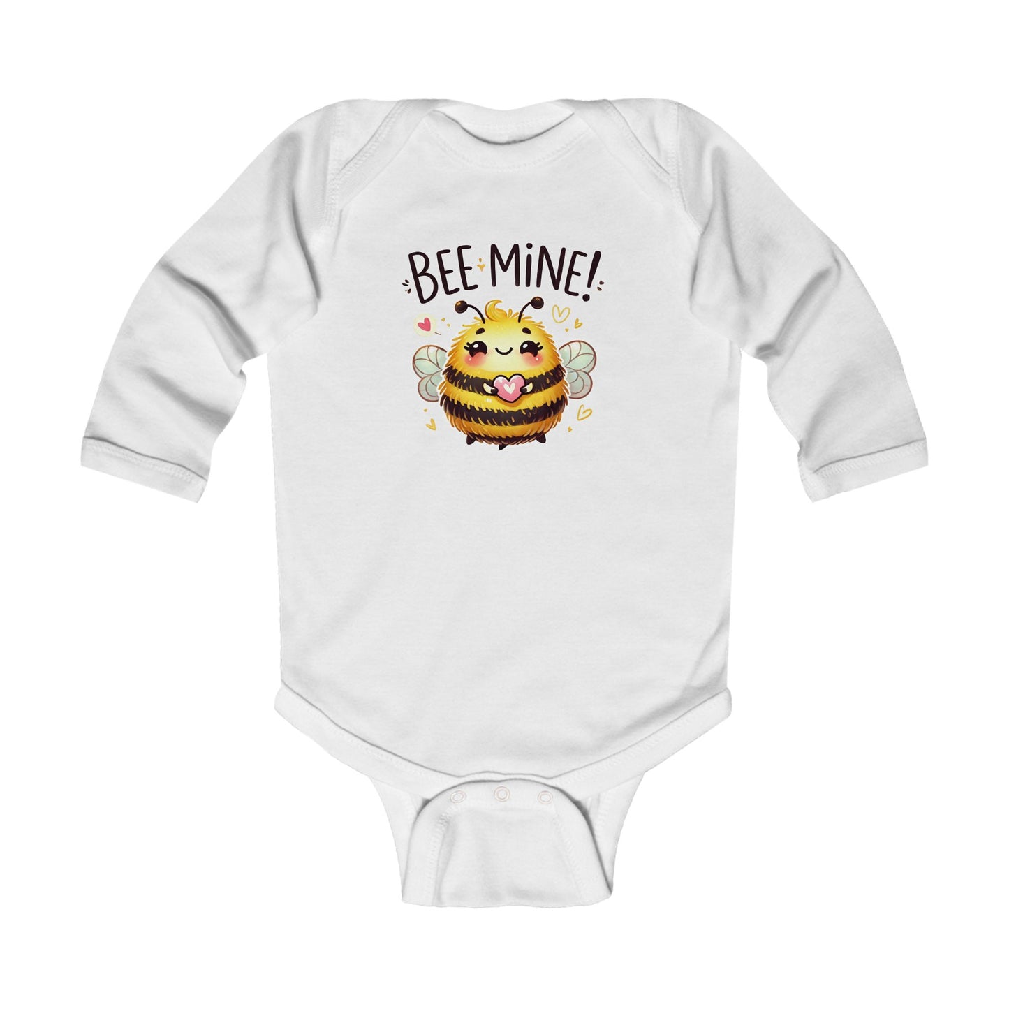 Cute Bee-Themed Infant Long Sleeve Bodysuit - "Bee Mine!" for Baby Shower Gifts